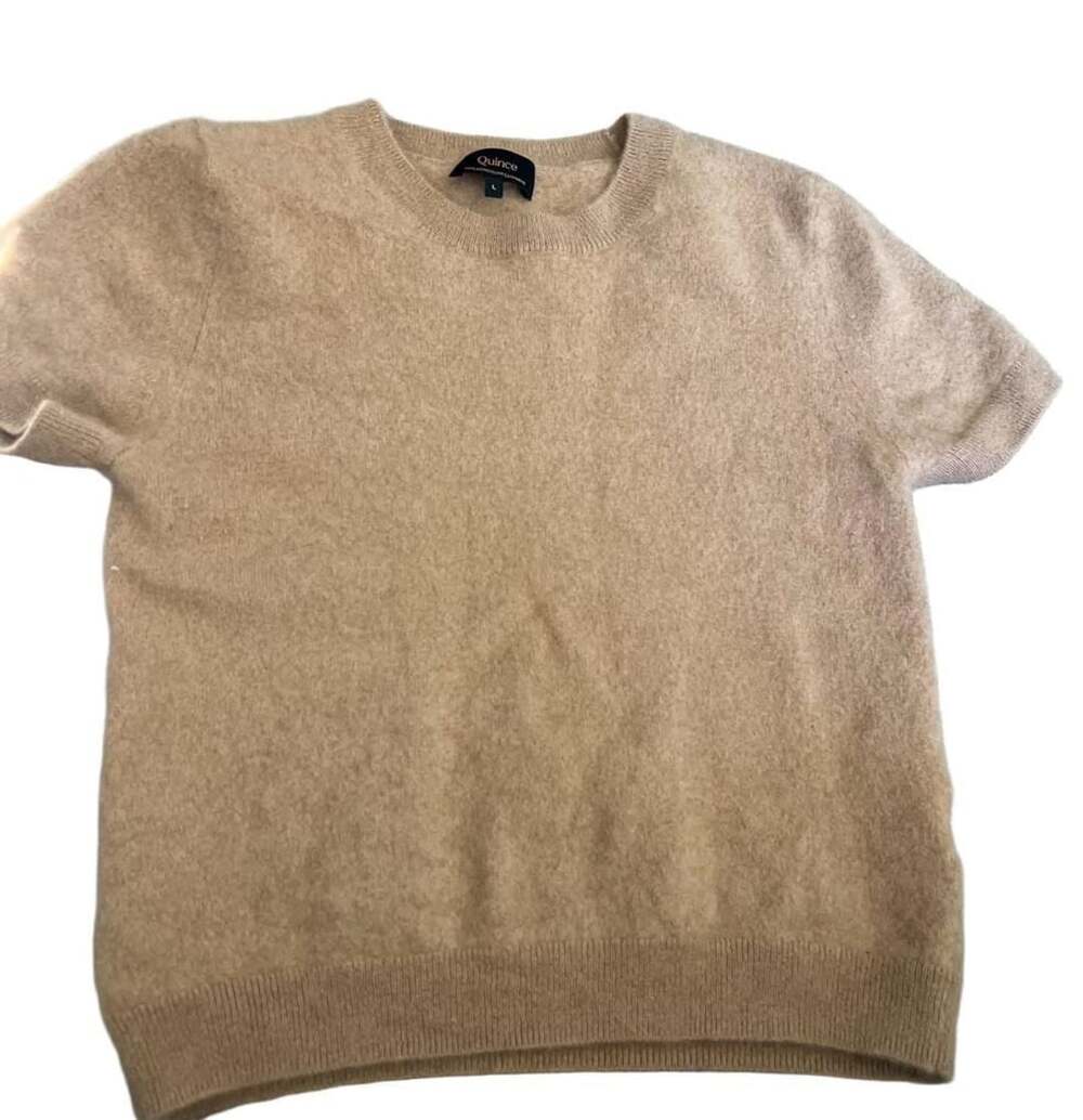 Quince 100% Mongolian Cashmere Short Sleeve Sweater Size L